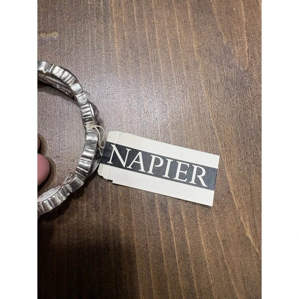 Napier Rhinestone Stretch Bracelet‎ Silver Tone Lavender Crystal Accent